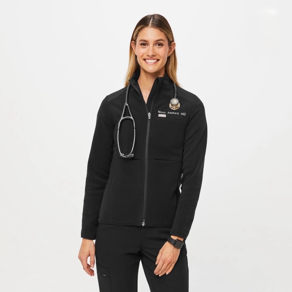 FIGS On-Shift Fleece Jacket – Black – Size M